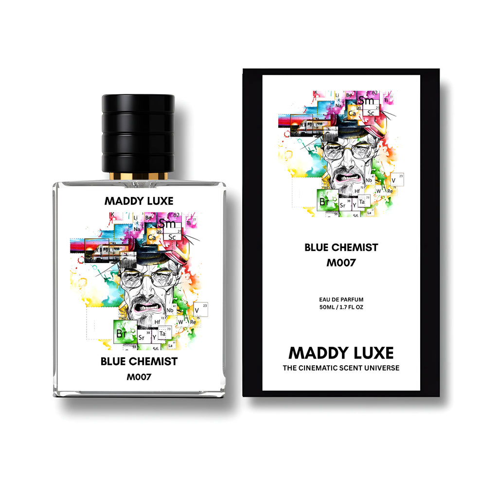 Blue Chemist Walter White Heisenberg Dark Cinematic Perfume Made With Oud, Rose and Pear by Maddy Luxe